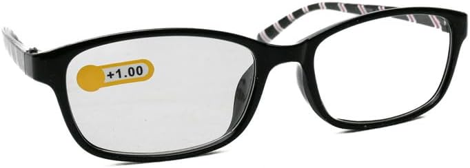 Daiso Square Stripe Reading Glasses - Plus 1.0 - Black/White - Image 3